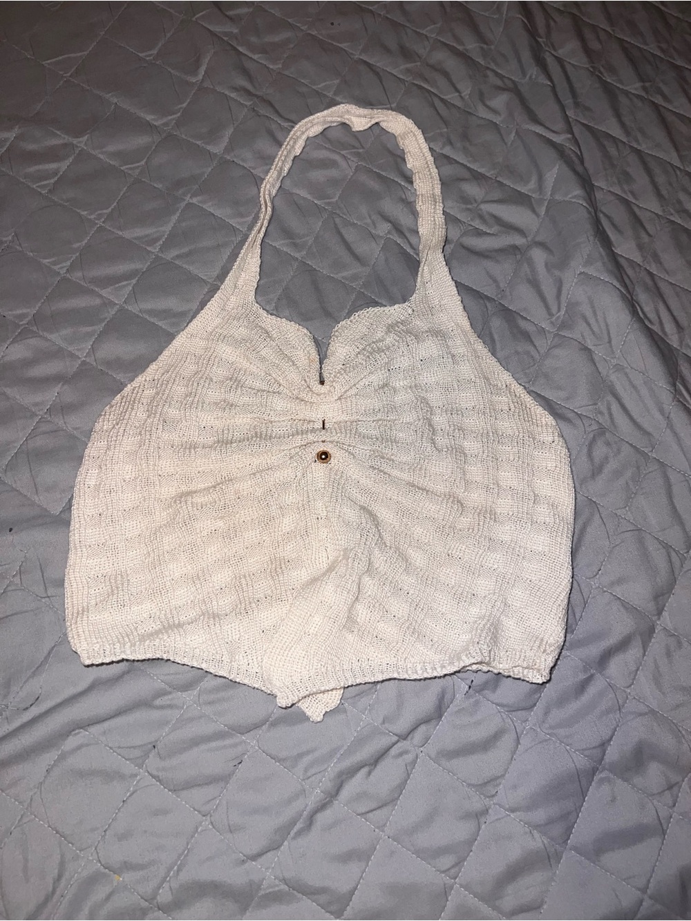 Fashion Nova Cream Knit Halter Crop Top
